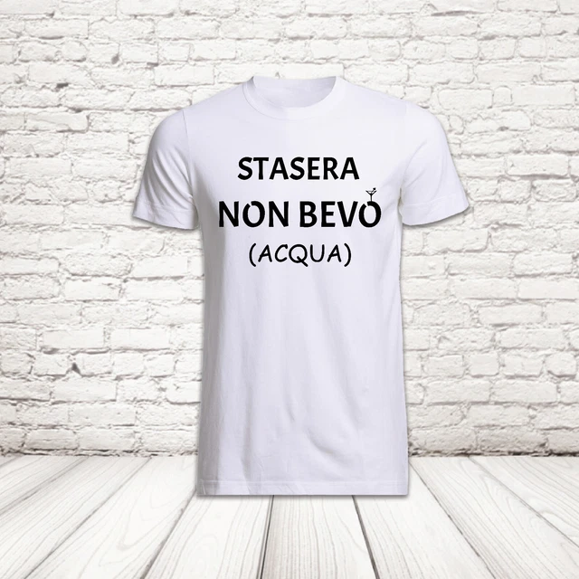 T-Shirt Maglietta Tshirt Maglia da Uomo Divertente Idea Regalo Stasera non bevo