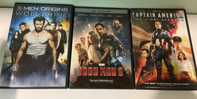 Captain America-The First Avenger & Ironman 3 & X-men Origins Wolverine Dvd Lot