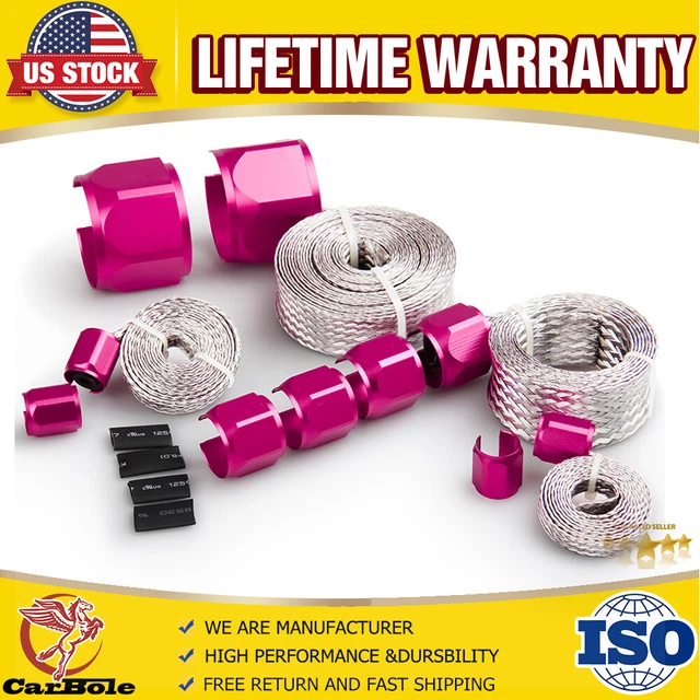 Radiator Hose Sleeving Kit Stainless Steel Braided Dress-Up Hose Cover Red