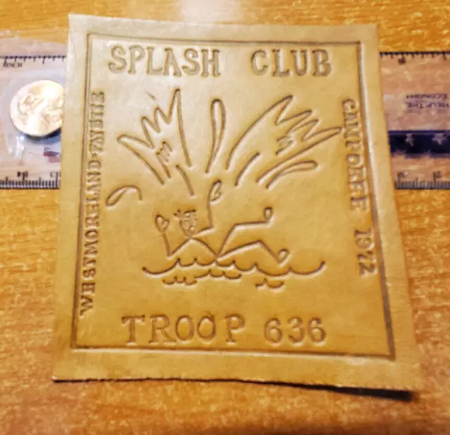 BSA 1972 Splash CLUB Camporee, LEATHER patch Westmoreland-Fayette Council, PA