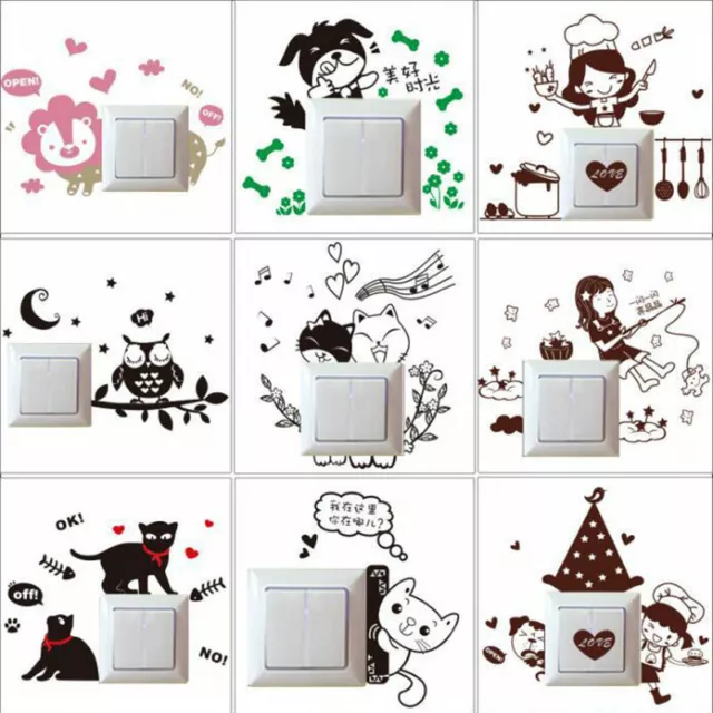 Kitchen Light Switch Sticker Removable Cute Cook Vinyl Wall Decal Home Decor DIY