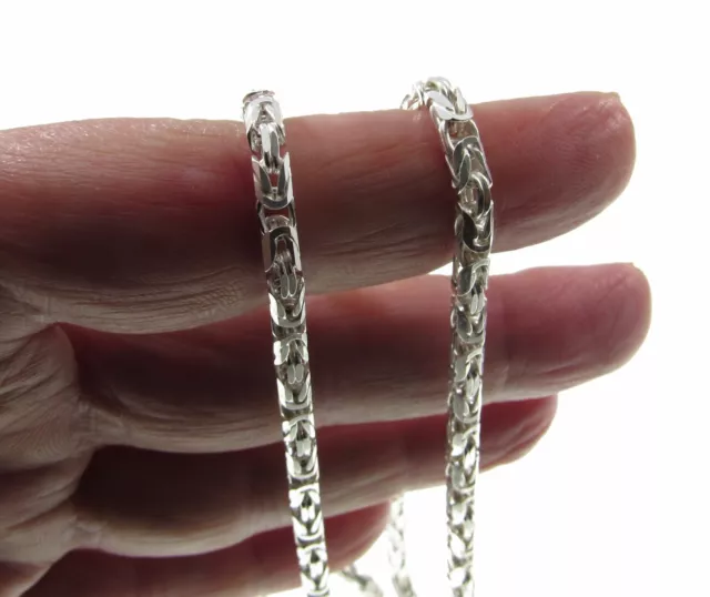 3.6MM Solid 925 Sterling Silver Italian Byzantine Chain Bracelet or Necklace Men 3