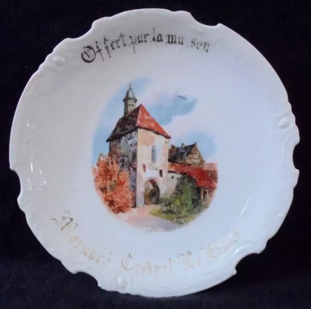 Assiette porcelaine 1900 OFFERT PAR MAISON MORANCE CROZET LE MANS publicité