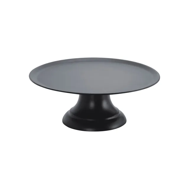 Cake Plate w Stand 320mm Black Display Cupcakes Cakes Footed Raised Plate