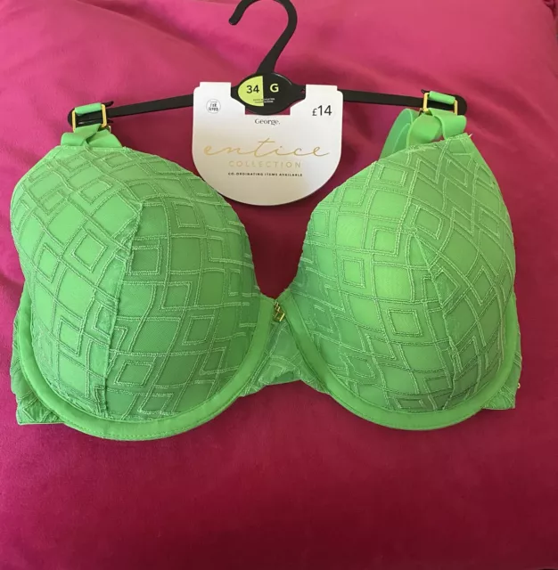 💚💚 GEORGE Gorgeous Green Bra Size 36D NEW From Entice Collection 💚💚