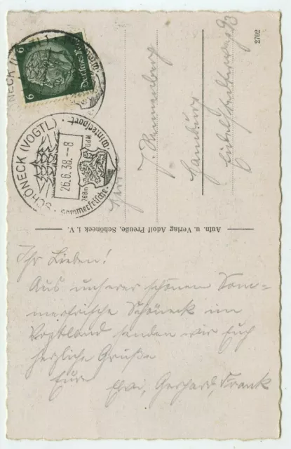 69937 - Sommerfrische Schöneck i.V. - Ansichtskarte, Sonderstempel 26.6.1938 2