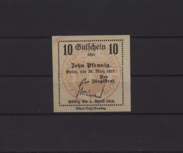 [23500] - NOTGELD EXIN (heute: Kcynia), Stadt, 10 Pf, 29.03.1917. Tieste 1830.05