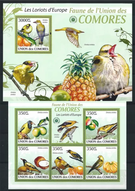 Comores 2009 Mini Sheet Bloc Jeu Minr : 2362 - 66, 516 MNH Oiseaux