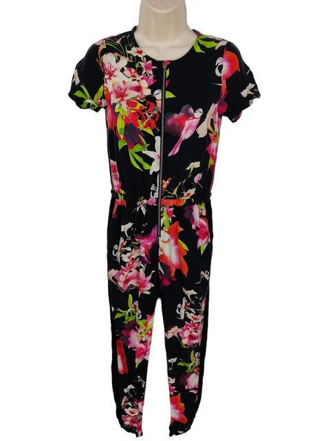 Tuta Estiva Ted Baker Bambina Taglia 11-12 Anni Nera Floreale Slim Party