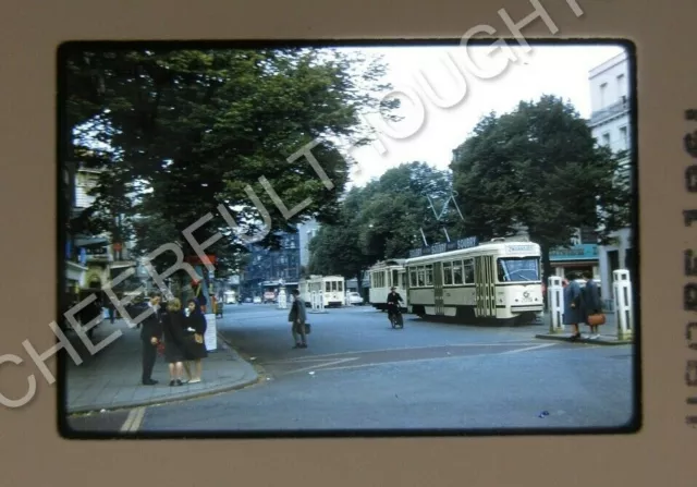 Original '61 Kodachrome Slide Antwerp Belgium 2019 Trolley Street Scene   21P40