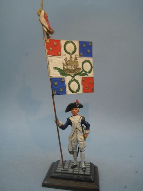 Figurine Dulsou Sur Base – Drapeau Révolution US – Pièce D’artiste Vintage
