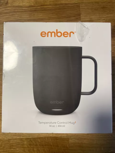 NIB Ember Temperature Control Smart Mug2 14oz Black Stainless Steel Rechargeable