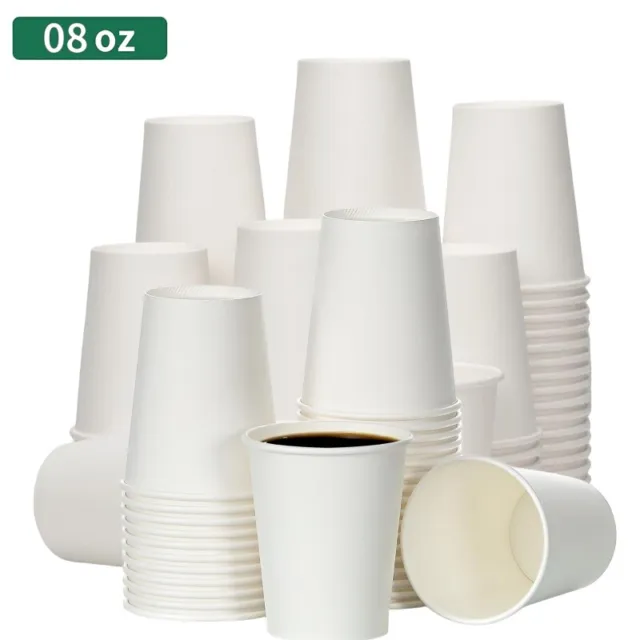 Disposable Paper Coffee Cups 8 oz Hot/Cold Beverage Cups leakproof for Office