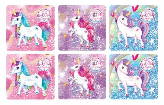 6 Unicorn Jigsaw Puzzles - Pinata Toy Loot/Party Bag Fillers Wedding/Kids