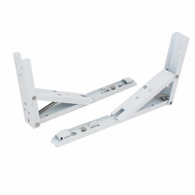 10-inch Long Metal Spring Loaded Folding Shelf Bracket Support White 2pcs