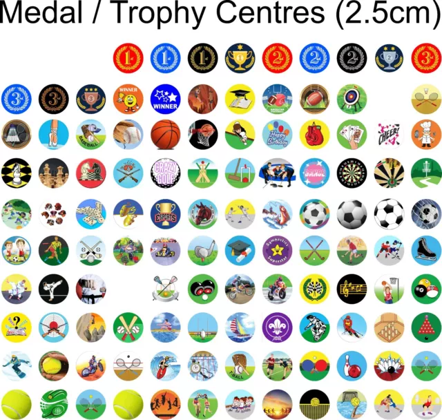 TROPHY CENTRES - 2.5cm Fits Trophies & Medals, Sports Acrylic Inserts ALL EVENTS