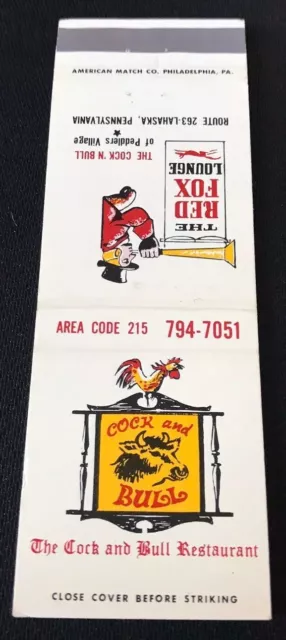Matchbook Cover Cock and Bull Restaurant Lahaska Pennsylvania