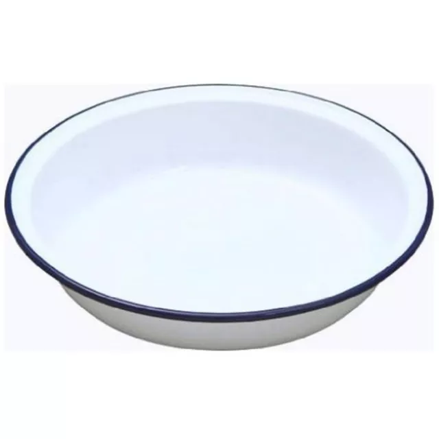 Falcon Traditional Enamel Round Pie Dish White Rice Plate Baking Camping 18,22cm