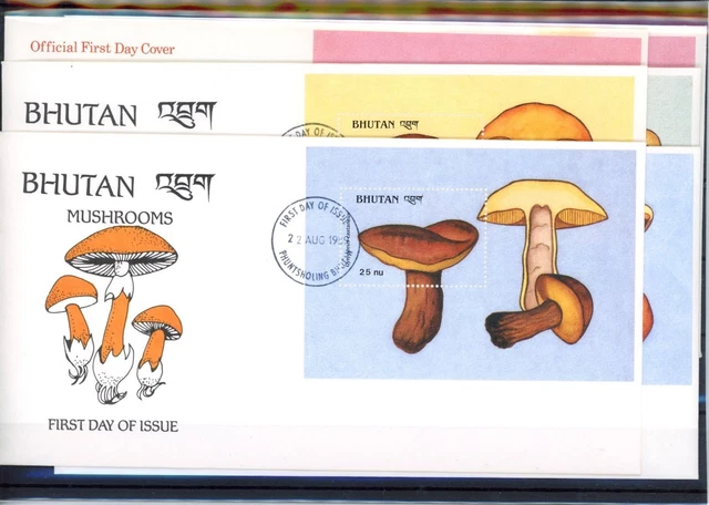 Bhutan Einzelblöcke 190-196, 98, 200 Pilze Ersttagesbrief/FDC #JO794