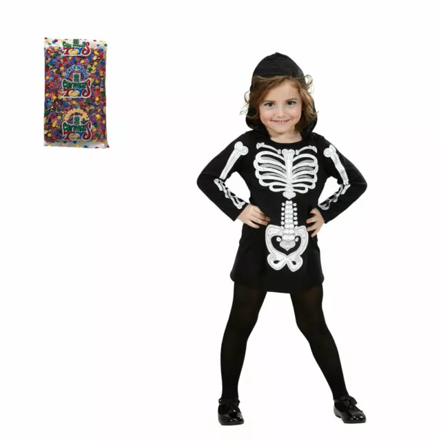 Widmann Costume da Scheletro Glamour Bambina Vestito Carnevale Halloween