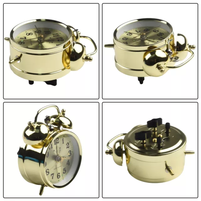 Wind Up Loud Bell Alarm Clock Mechanical Table Vintage Retro Metal Gold Gifts