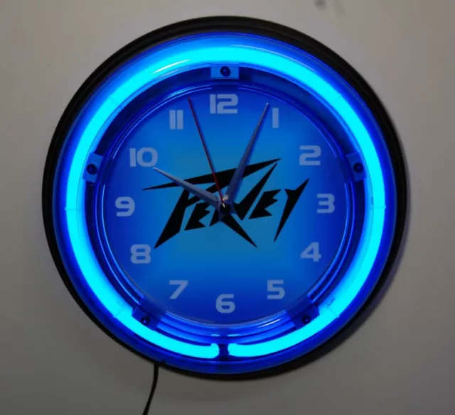 Peavey Guitar logo neon wall clock