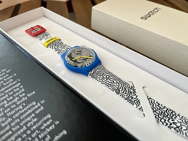 Timex Orologio Digitale Keith Haring Dogs - Cassa Quadrata 34 Mm, Cinturino Nero, Resistente 30m