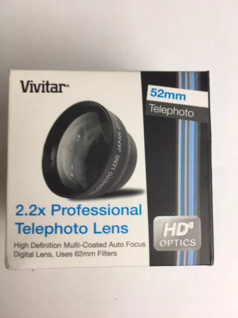2.2X TELEPHOTO LENS 52mm AptTo Camera NIKON SAMSUNG 1S PENTAX PANASONIC G1 2.5X