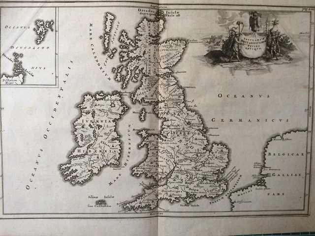 MAPPA ANTICA 1686; Cellarius - Insularum Britannicarum Facies Antiqua ...