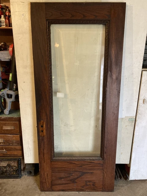 ANTIQUE FULL VIEW OAK BEVELED GLASS 83” x 36” PAINT 1 SIDE DOOR local pickup