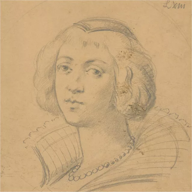 Late 19th Century Graphite Drawing - 17th Century Woman