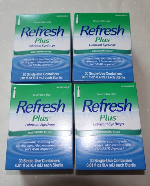 REFRESH PLUS LUBRICANT Eye Drops 30 SingleUse Containers Expiration