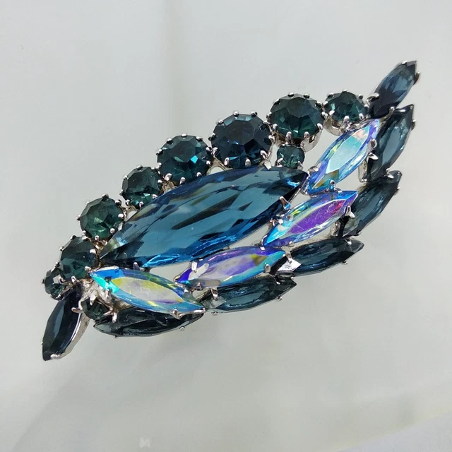 Élégante grande broche plaqué or tulipe cristal Swarovski bijou vintage 5650