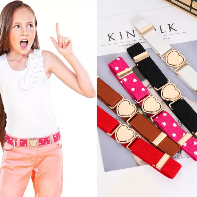 Fashion Heart Belt Adjustable Kids Girls Dresses Elastic Belts Waist Belt
