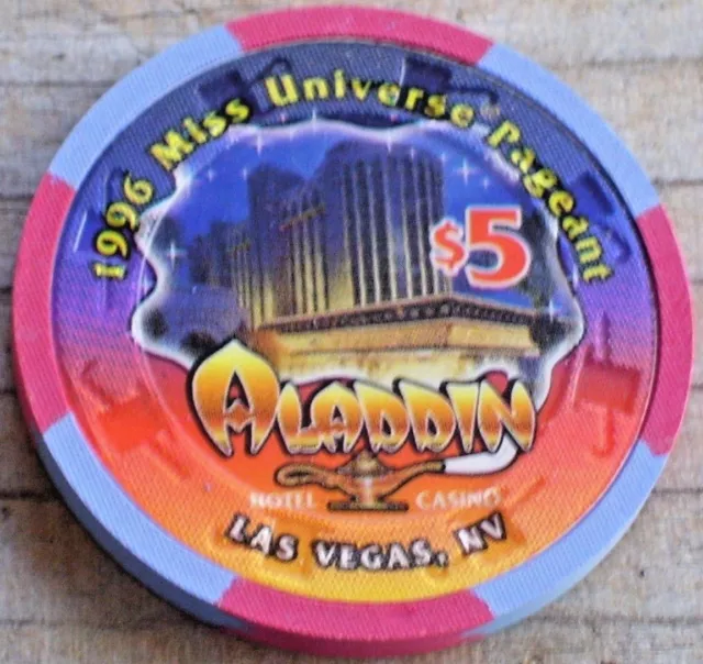 $5 Miss Universe 1996 Edt. Aladdin Casino Las Vegas New Condition 2