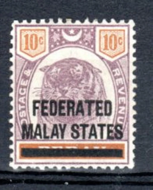 1900 Federated Malay States Sg.10 Very Fine Mint Tiger Stamp