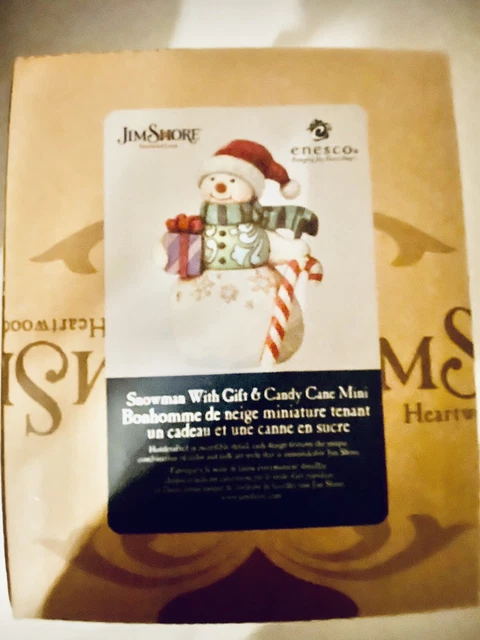 Jim Shore Enesco Snowman With Gift And Candy Cane