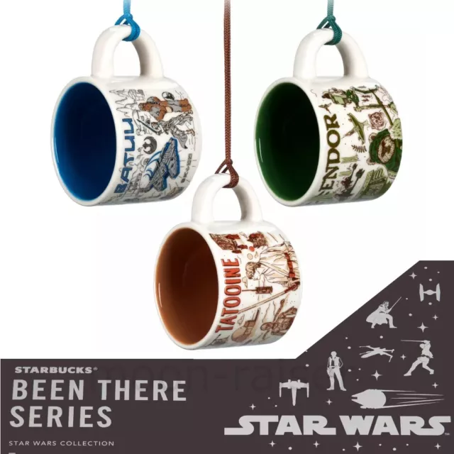 Disney Star Wars Starbucks Been There Mug Ornament Set - Batuu Endor Tatooine