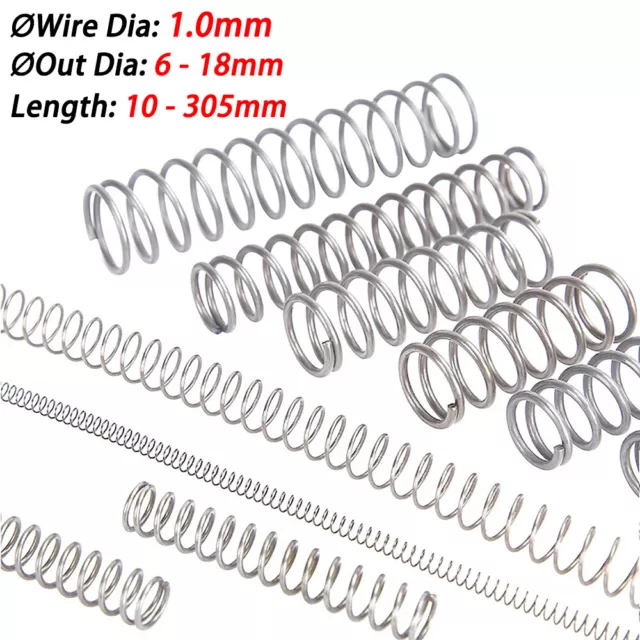 Compression Spring Wire Dia 1.0mm 304 Stainless Steel Pressure Spring 10mm-305mm