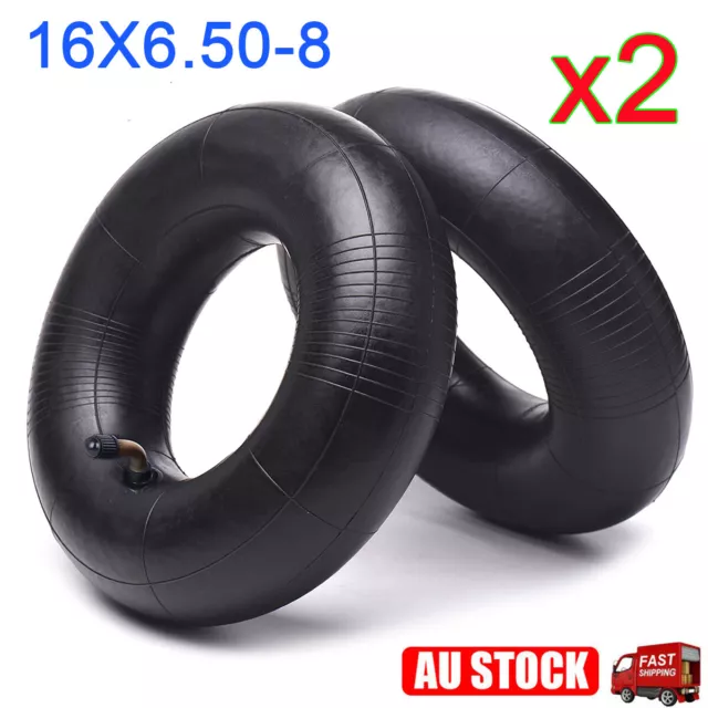 2X 16X6.50-8 INNER TUBE FOR WIDE 16" AIR PNEUMATIC WHEEL Bent VALVE WHEELBARROW