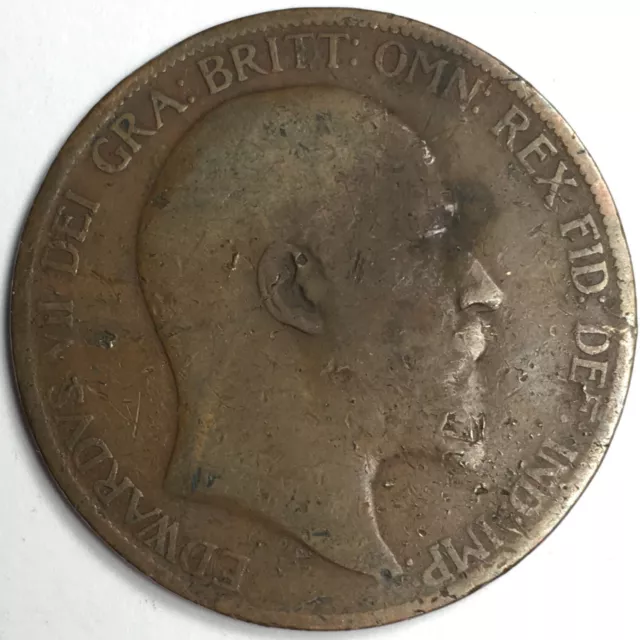 1903 United Kingdom Penny - Edward VII - Normal 3 (G) KM#794 - UKP0309