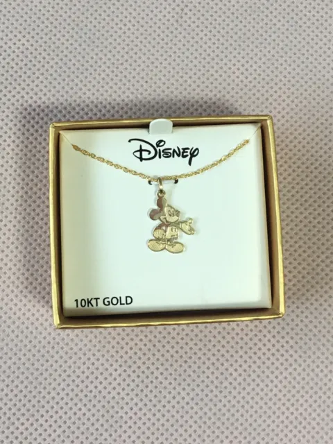 10K Yellow Gold Disney Cartoon Mickey Mouse Pendant Necklace In Original Gif Box 3