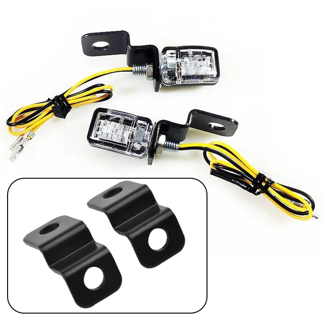 2x LED Mini Motorcycle Turn Signal Indicator Light Black Bracket Waterproof