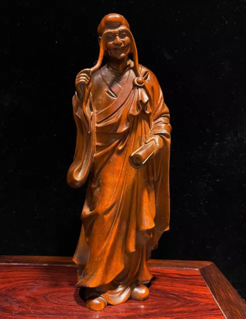 GY053 - 20 X 7.5 X 6 CM  Boxwood Carving Figurine Statue : Luo Han Monk