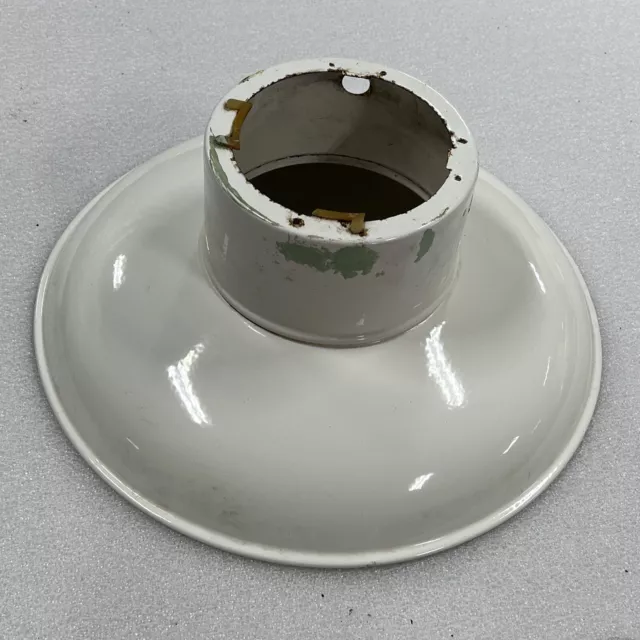 Vintage White Porcelain Enamel Barn / Gas Station Light Fixture 16”