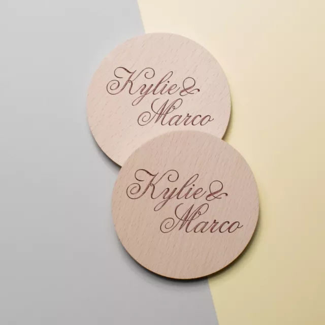 Gravé Personnalisé Sous-verres En Bois Cadeau Mariage Personnalisé Rond Souvenir