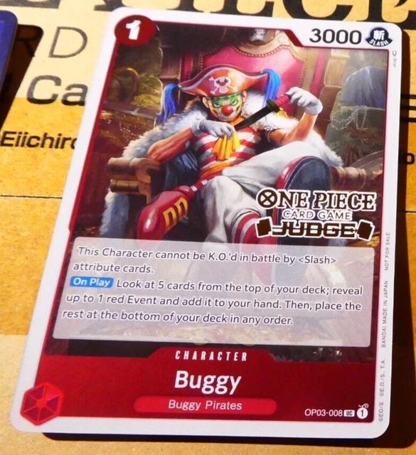 ONE PIECE ENGLISH Card Rare Judge Game Carte Promo Holo Buggy Op03008