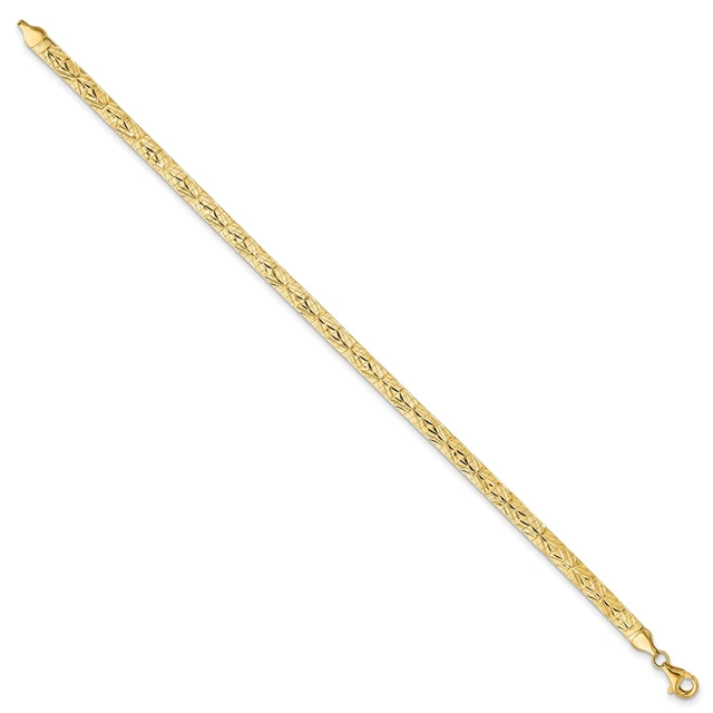 14k Yellow Gold 4.2mm Polished Satin Diamond-Cut Reversible Omega Chain Bracelet 14k Yellow Gold 4.2mm Polished Satin Diamond-Cut Reversible Omega Chain Bracelet
