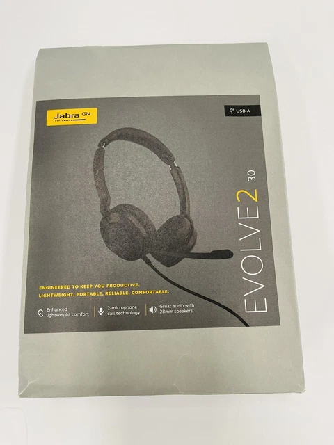Jabra Evolve2 30 MS Wired Headset, USB-C, Stereo, Black