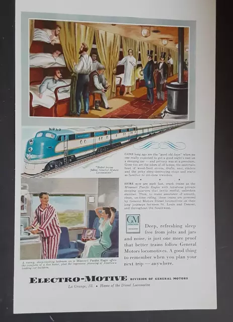 Original GM Electro-Motive Railroad Train Print Ad Mid-Century 1940s Vintage #2